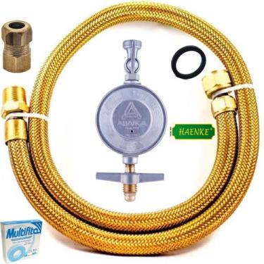 Imagem de Mangueira Cobre 80cm+regulador+adaptador Instalação Gás Glp - HAENKE