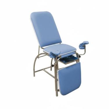Imagem de Mesa Maca Exame Ginecológica Clínico GO Gaveta Inox Azul Céu - Metal S