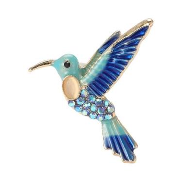 Imagem de Broche Unissex Feminino De Beija-flor Com Strass, Alfinete De Vidro Em
