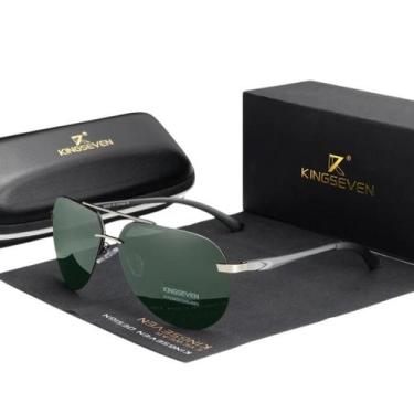 Imagem de Óculos De Sol Masculino Kingseven Aviador Polarizado Proteção UV400 Lu
