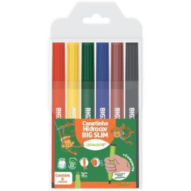 Imagem de Caneta Hidrográfica Jumbo Leo e Leo BIG SLIM 6 Cores (estojo) - Leonor