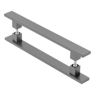 Imagem de Puxador Duplo Porta Pivotante Madeira Vidro Preto 1.20 Metro