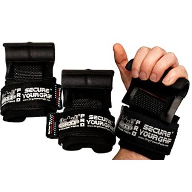 Imagem de Conjunto de 2 luvas de gancho de aço de elevação de metal profissional para trabalho pesado com melhor levantamento de peso acolchoado premium, Black Big Grip, MEN-Wrist Size Large