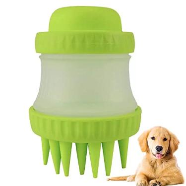 Imagem de Lava Pelo Pet Escova Banho Cachorro Gato Dispenser Shampoo (Verde)