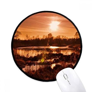 Imagem de DIYthinker Mouse pad vermelho escuro ciência da silvicultura natureza cenário tapete de mesa escritório tapete redondo para computador