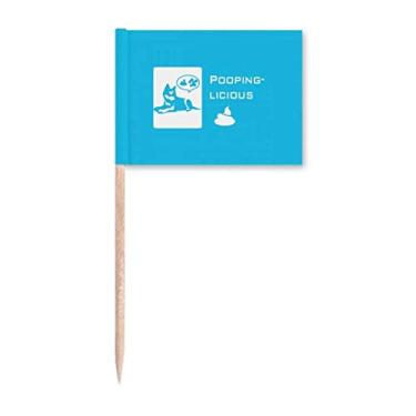 Imagem de Playful Husky Eats Poop Tasty Toothpick Flags Marcador Topper Decoração de Festa
