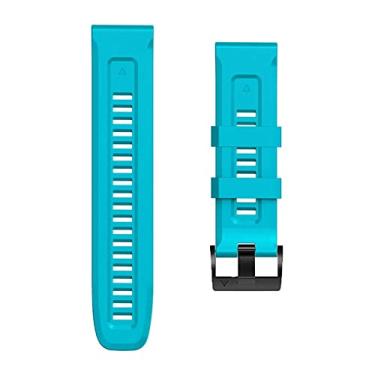 Imagem de HAZELS Para Garmin Fenix 7 7X 6X 5X Pulseira 22 26mm para Fenix 6 Pro 5 Plus Fivela Silicone Tiras de Pulso de Substituição Rápida (Cor: Azul Celeste, Tamanho: Largura-26MM)