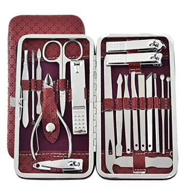 Imagem de 19 Pçs Conjunto de Manicure Cortadores de Unhas Kit de Pedicure Kit de Manicure em Aço Inoxidável Cortadores de Unhas Kit de Cuidados Profissionais Ferramentas para Unhas, vermelho