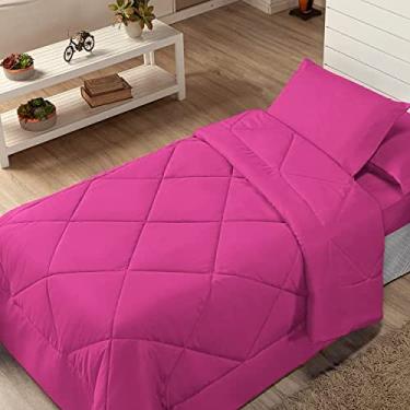 Imagem de Kit Edredom Solteiro Coberdrom 2 Peças Cobertor Margarida Cor:Pink