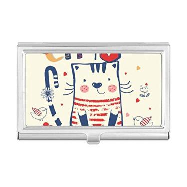 Imagem de Carteira de bolso com desenho de flor de gato e pássaro