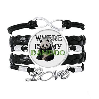 Imagem de OFFbb-USA Panda Bamboo Animal Food Art Deco Presente Fashion Pulseira Amor Acessório de Couro Trançado Corda Pulseira Presente