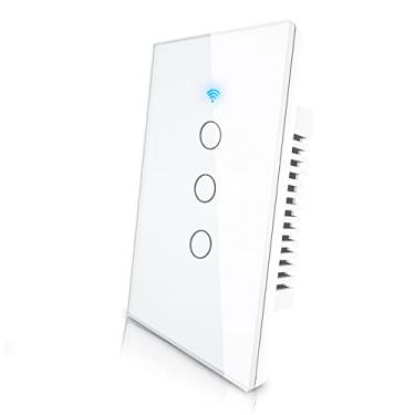 Imagem de Interruptor Inteligente Alexa 3 Botões Touch Wifi Google Assistant Home Siri Smart Casa Automatizada 2.4 GHz Necessario Fio Neutro, BRANCO