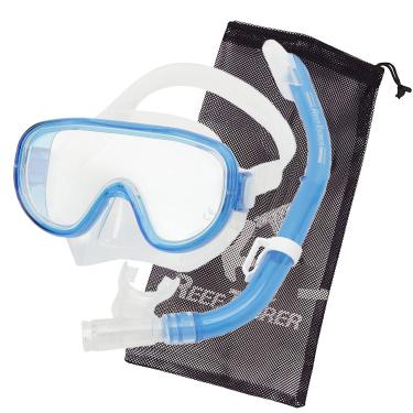 Imagem de REEF TOURER Conjunto de máscara de janela única e snorkel para adultos, azul claro, 0