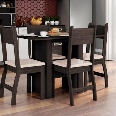 Imagem de Conjunto Mesa com 4 Cadeiras Milano Poliman Amêndoa/Savana
