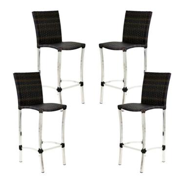 Imagem de 4 Banquetas Alta Cannes em Alumínio para Cozinha Bar Edícula