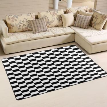 Imagem de Tapete de área de corrida preto branco 3x5 tapete lavável para corredor cozinha quarto decoração de escritório