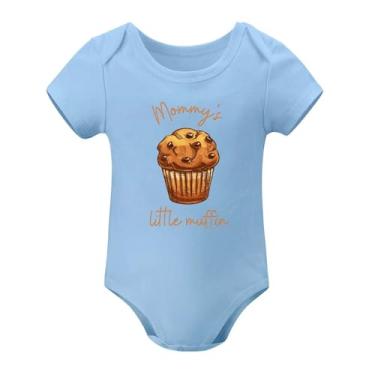 Imagem de SHUYINICE Body infantil unissex fofo para bebês Mommy's Little Muffin Body de uma peça divertido para recém-nascidos, Azul-celeste, 9-12 Months