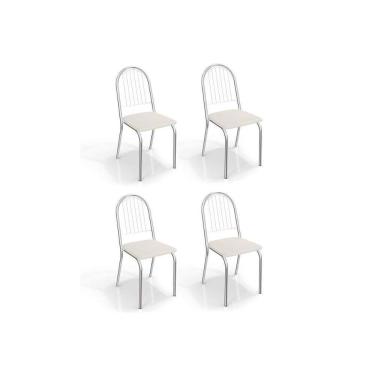 Imagem de Cadeira Sala de Jantar Noruega 4C077 Aço Kit 4 Uni Cromada - Assento Branco 106 - Kappesberg