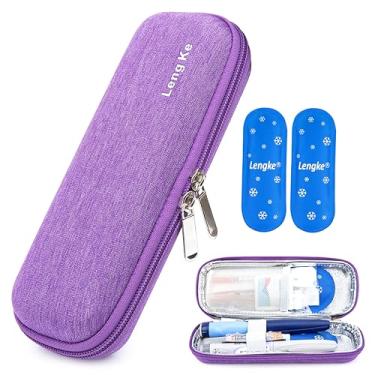 Imagem de YOUSHARES Estojo para caneta de viagem com insulina com 2 bolsas de gelo para diabetes – Bolsa de viagem pequena de EVA para diabéticos bolsa de resfriamento portátil para isolamento de medicamentos, bolsa de transporte para caneta Epi (roxo)