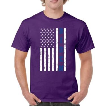 Imagem de Camiseta Joe Biden Bandeira Americana 2024 Pro Democratic Party President Democrats Blue States USA Political Men's Tee, Roxa, GG