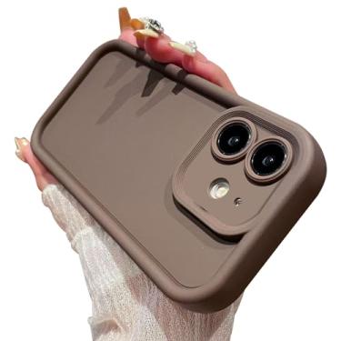 Imagem de Aitipy Capa compatível com iPhone 12, material TPU de borracha gel macio e fino, proteção total da câmera, capa protetora de telefone à prova de choque para mulheres meninas meninos (marrom)