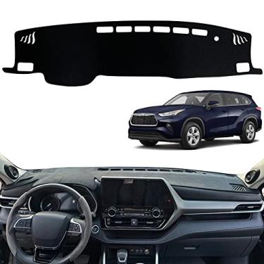Imagem de INUBOXES Capa de painel de painel, tapete antiderrapante, personalizado, compatível com Toyota Highlander 4ª geração 2021 2022 protetor solar Highlander (sem HUD).