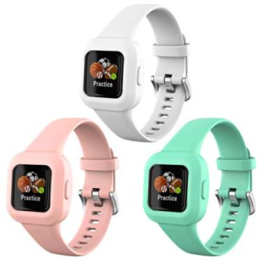 Imagem de Watbro Pulseira esportiva compatível com Garmin Vivofit jr 3/Garmin Fit jr 3, de silicone colorido, ajustável, para crianças, meninos, meninas, homens e mulheres