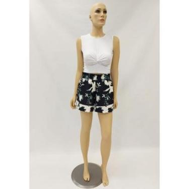 Imagem de Short Noite Acostamento Floreale Preto Tam. G-Feminino