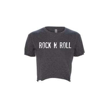 Imagem de Camiseta feminina Cropped Rock n Roll, Cinza, M