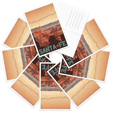Imagem de gaeaverse Cartões postais de paisagem da cidade americana de Santa Fé, 9 pçs/conjunto de cartões de felicitações de cidades dos EUA para negócios mundo viagem paisagem cartão postal decoração presente