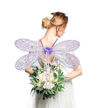 Imagem de Threetols Asas de fada de elfo para mulheres, meninas, asas de borboleta, asas de anjo, asas de libélula, para adultos, crianças, fantasia de asas de fada para fantasia de cosplay de Halloween (roxo),