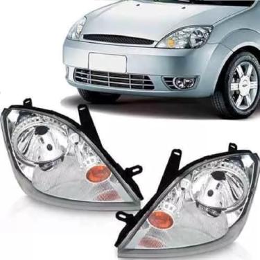 Imagem de Par Farol Fiesta Hatch Sedan 2003 2004 2005 2006 2007 Cromado