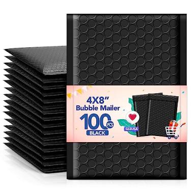 Imagem de GSSUSA Mailers de Bolha Preta 4X8" Pacote de 100, Tamanho Utilizável 4X7 "Envelopes Acolchoados Pequenos Mailers de Bolha, Embalagens para Pequenas Empresas, Envelopes de Remessa, Sacos de Embalagem,