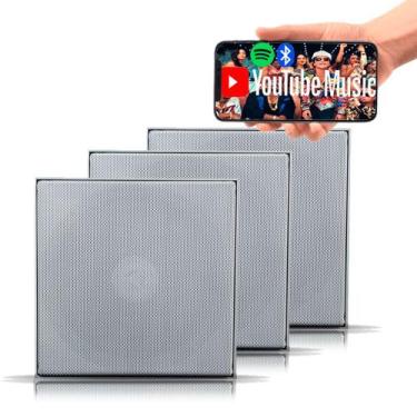 Imagem de Kit Som Ambiente Bt Quadrada 1 Ativa Gesso  + 2 Passivas - ORION