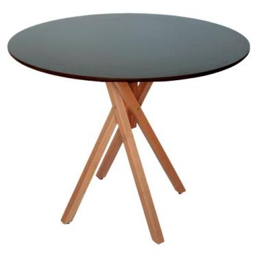 Imagem de Mesa de Madeira Redonda D90cm x A75cm Jantar Café Varanda - June - Piz