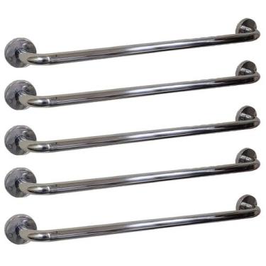 Imagem de Alça Apoio Kit 5 Uni Aço Inox 50cm Idoso Acessibilidade Pcd Cadeirante