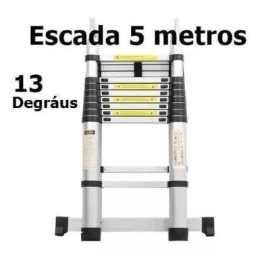 Imagem de Escada Telescópica Alumínio 5M 13 Degraus Garantia 12 Meses - Knakasak