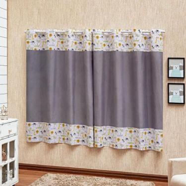 Imagem de Cortina Estampada Para Quarto Do Bebê Modelo Safari Cinza - Beatriz En