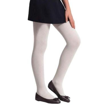 Imagem de Meia Calça Infantil Selene Canelada Fio 70 P Branca - 9500