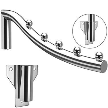 Imagem de Cabide de parede dobrável, gancho de roupas, ganchos de aço inoxidável com suporte de braço giratório, organizador de armazenamento de roupão com 5 ganchos para quarto, lavanderia, pacote com 2