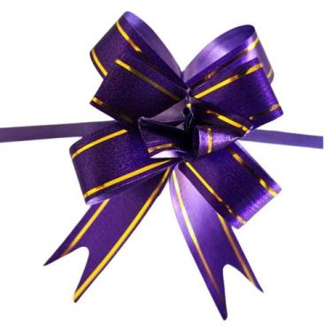 Imagem de laço fácil c/filete ouro 18mmx33cm c/100 unidades roxo - ydh