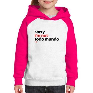 Imagem de Moletom Infantil Sorry, I'm not todo mundo - Foca na Moda, Branco, Ros