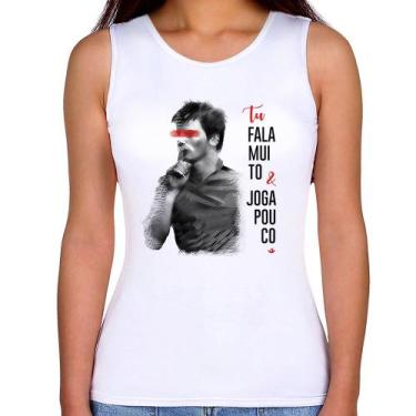 Imagem de Regata Feminina Fala muito & Joga pouco - Foca na Moda, Branco, M