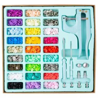 Imagem de Kit Alicate de Pressão 3 em 1 Azul com 250 Botões de Plástico, Ilhós e