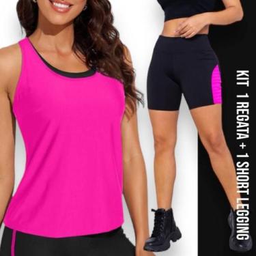 Imagem de KIT Camiseta REGATA DRY FIT Feminina + Short Leg Legging REDINHA Suple
