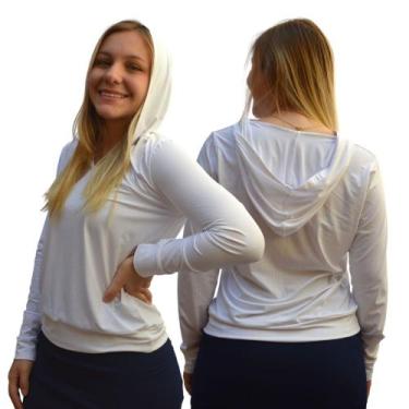 Imagem de Blusa Feminina Fitness Manga Longa Capuz Dryfit Academia Proteção Uv50