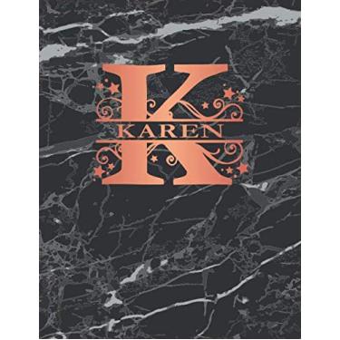 Imagem de Karen: Personalized Dot Grid Bullet Notebook for Women or Girls. Monogram Initial K. Black Marble & Rose Gold Cover. 8.5" x 11" 110 Pages Dotted Journal Diary Pape