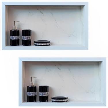 Imagem de Kit 02 Nicho de Porcelanato Branco Santorine Polido 60x32cm - LOMINA S