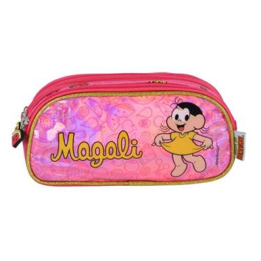 Imagem de Estojo Da Magali Escolar Rosa Triplo Holográfico Infantil - Luxcel