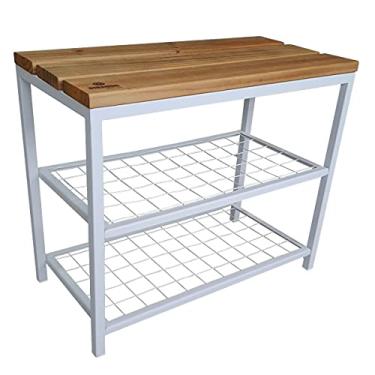 Imagem de Banco Sapateira Strassis Design SD-5001-60 Metal e Madeira Cor: Branca